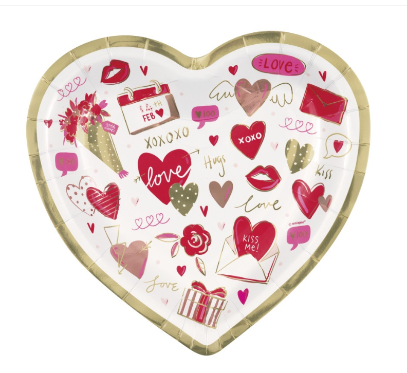 Red & Pink Valentines Heart Shaped Plates