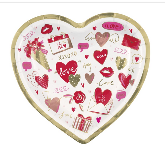 Red & Pink Valentines Heart Shaped Plates