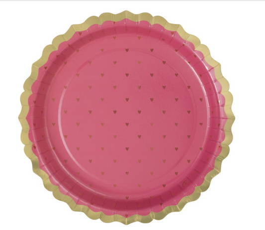 Red & Pink Valentines Scalloped Edged Plates