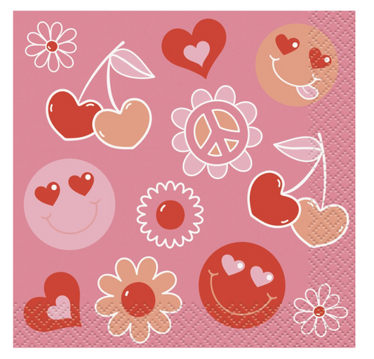 Retro Love Beverage Napkins 16ct