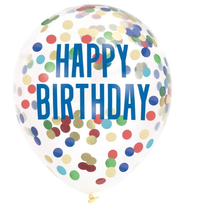 Multicolor Foil Confetti Filled "Happy Birthday"