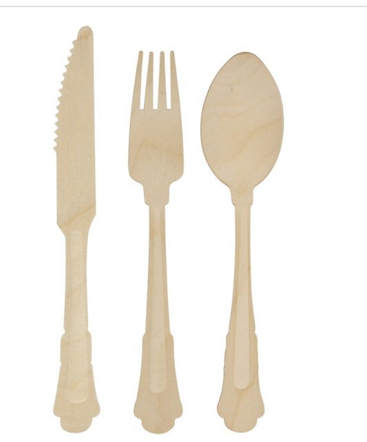 Assorted Shaped Wooden Cutlery 12pc