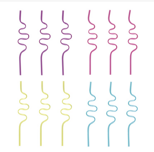 Small Plastic Squiggle Straws 7.5" 12ct