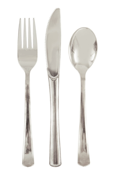 Silver Solid Assorted Plastic Cutlery 18ct