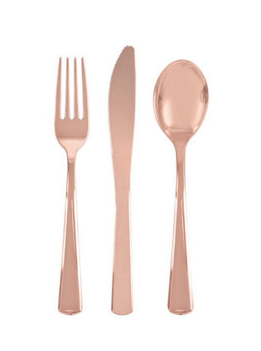 Rose Gold Solid Assorted Plastic Cutlery 18ct
