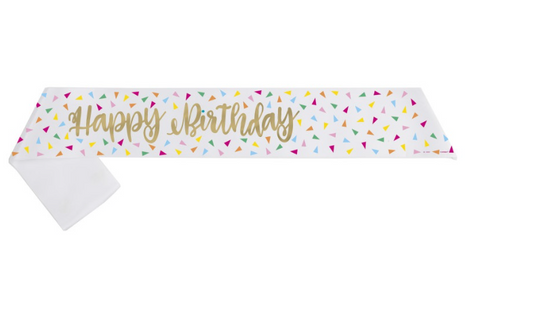 Gold Foil Stamping "Happy Birthday" Sash