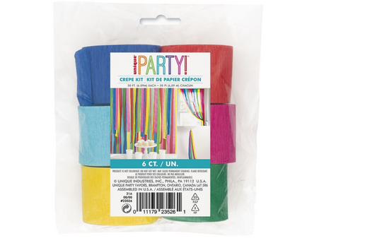Assorted Color Crepe Streamer Kit