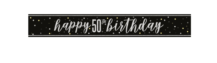 GLITZ Black 50 Prism Foil Banner 9 ft