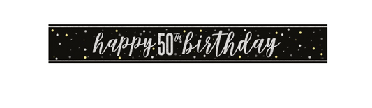 GLITZ Black 50 Prism Foil Banner 9 ft