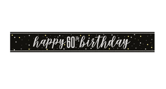 GLITZ Black 60 Prism Foil Banner 9 ft
