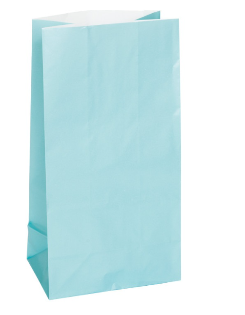 Baby Blue Paper Party Bags 12ct