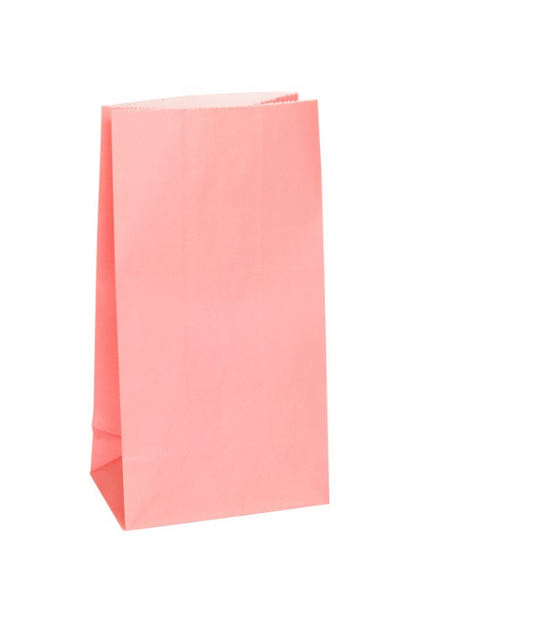 Pastel Pink Paper Party Bags 12ct