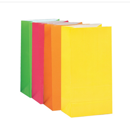 Neon Assorted Paper Party Bags 10ct