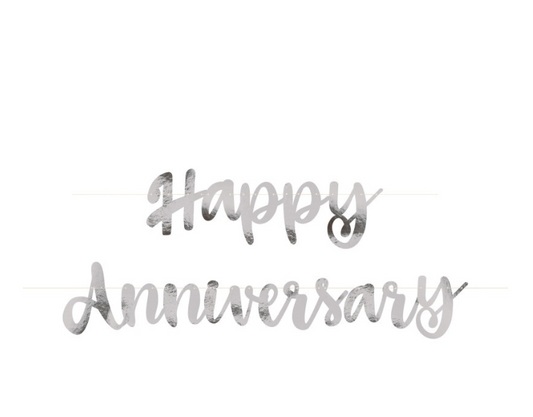 Silver Script Foil "Happy Anniversary" Banner
