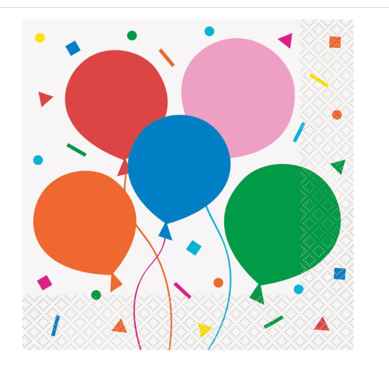 Colorful Balloons Luncheon Napkins 16ct