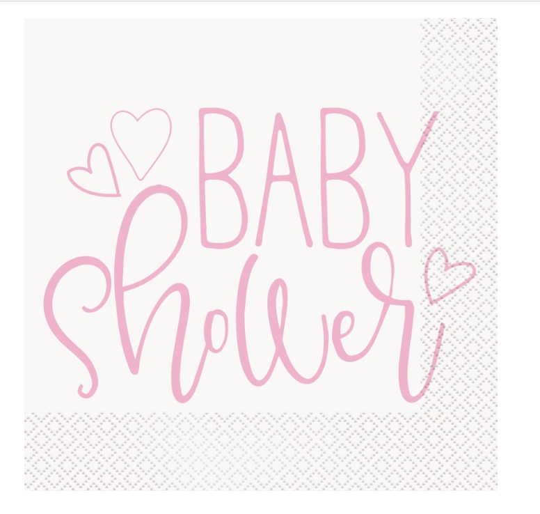 Pink Hearts Baby Shower Luncheon Napkins