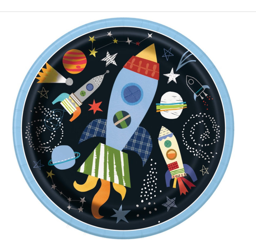 Outer Space Round 9" Dinner Plates 8ct
