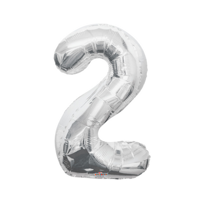 34" Silver Number Foil Balloons