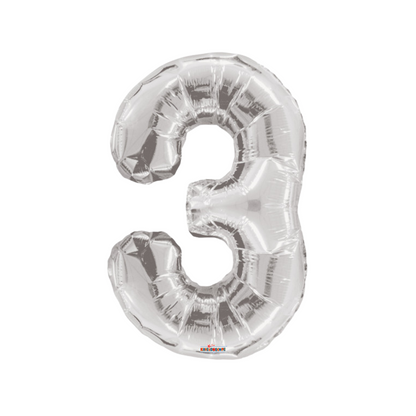 34" Silver Number Foil Balloons