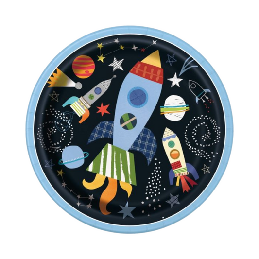 Outer Space Round 9" Dinner Plates 8ct