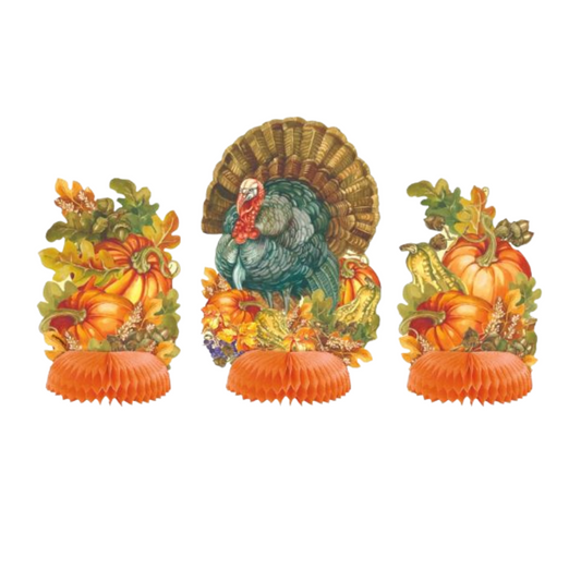 Traditional Thanksgiving Mini Honeycomb Centerpieces 3ct - Assorted