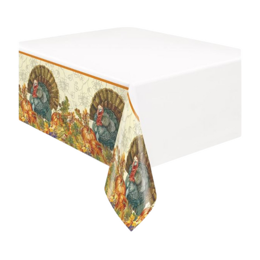 Traditional Thanksgiving Rectangular Plastic Table Cover 54" x 84"