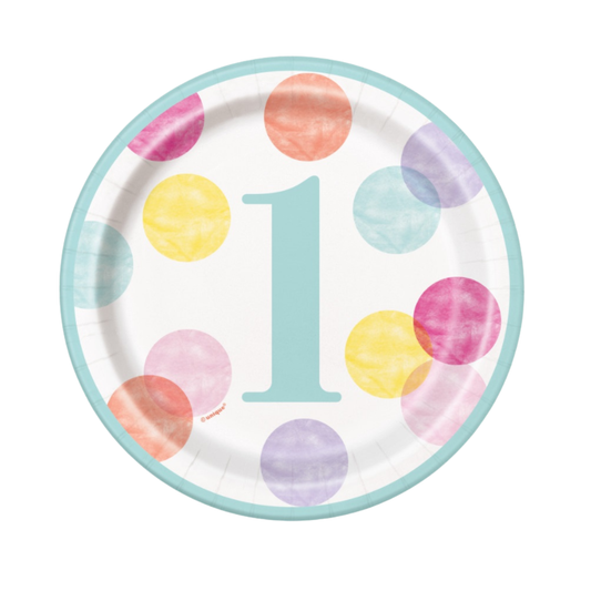 Pink Dots 1st Birthday Beverage Napkins 16ct