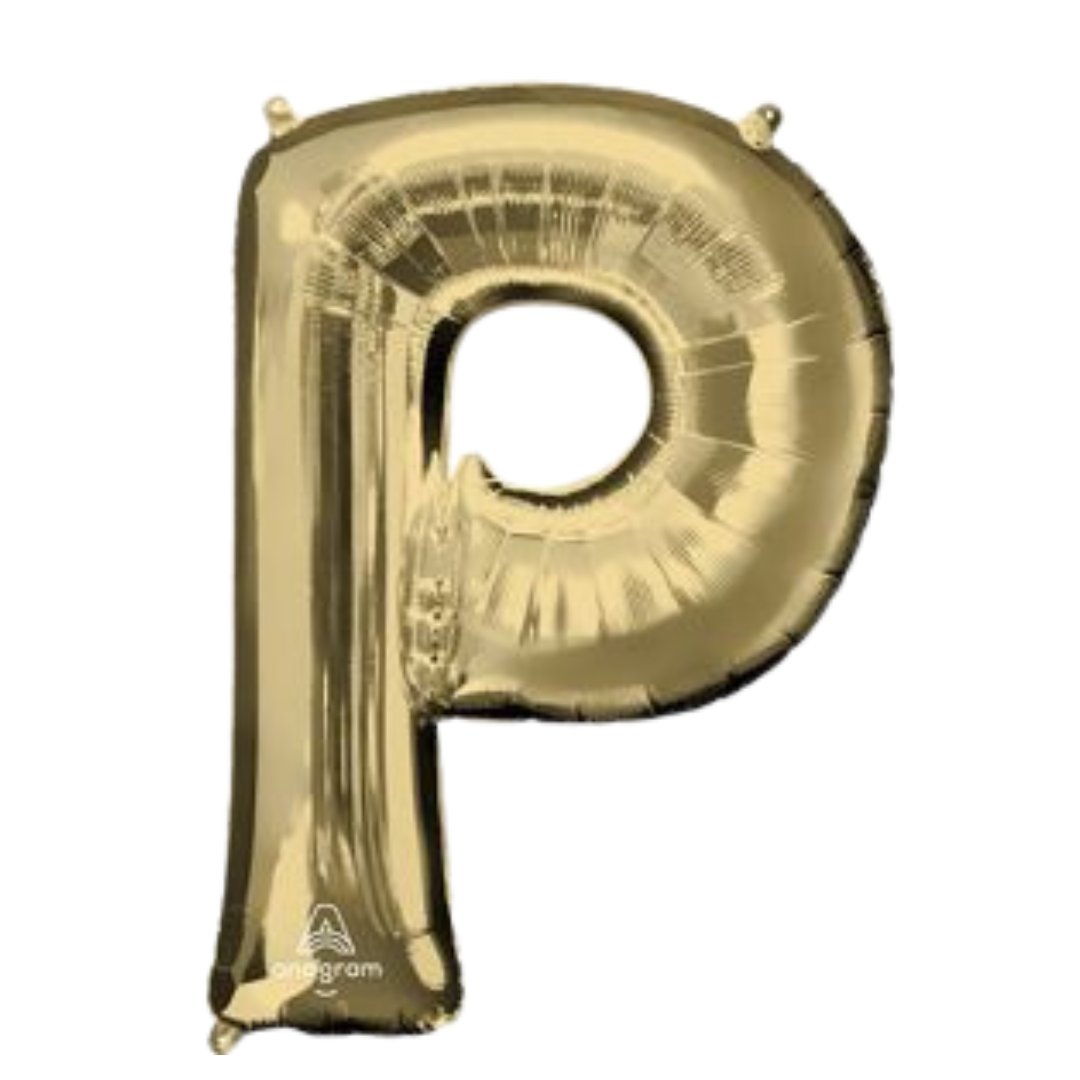 34" White Gold Letter Foil Balloons