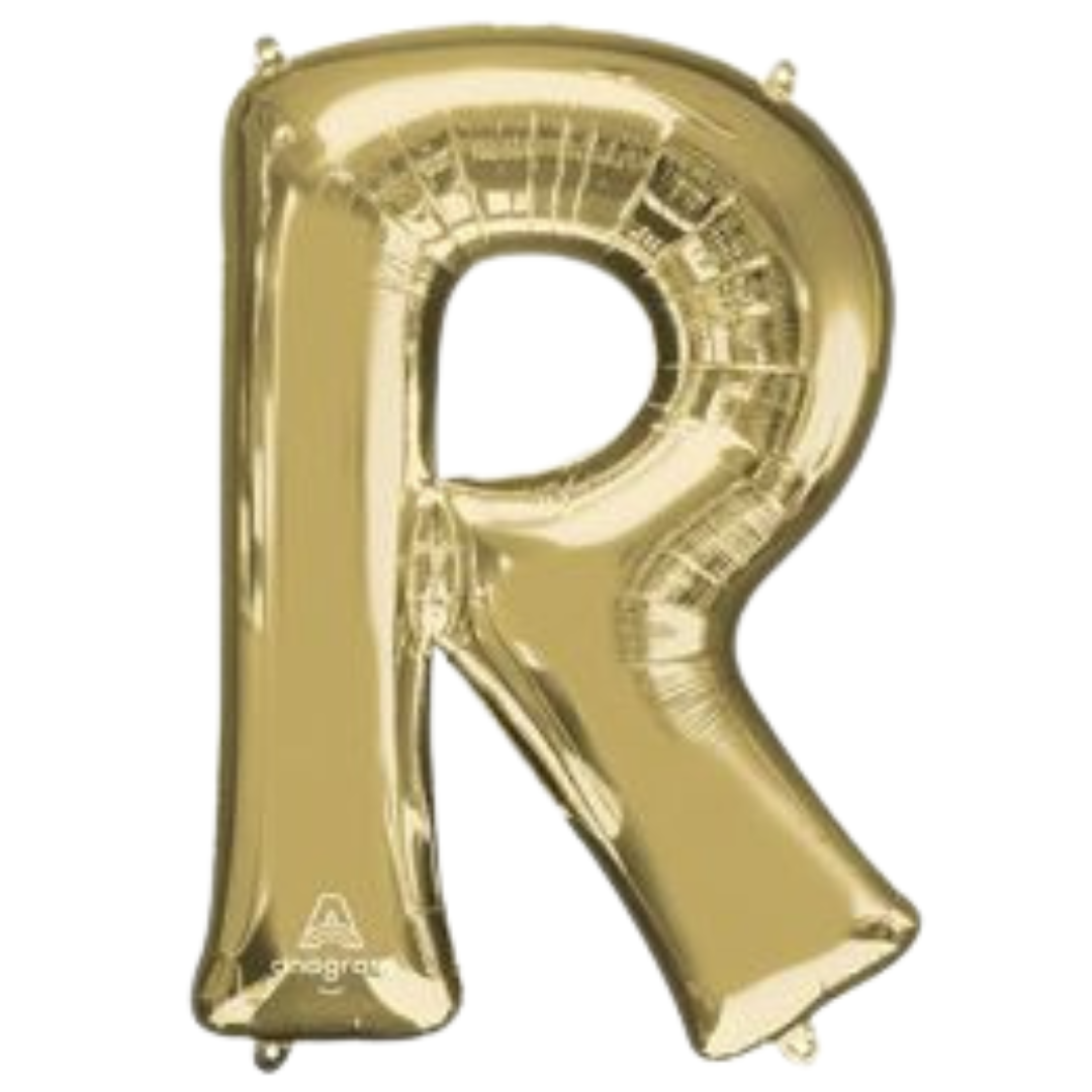 34" White Gold Letter Foil Balloons