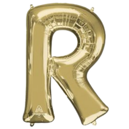 34" White Gold Letter Foil Balloons