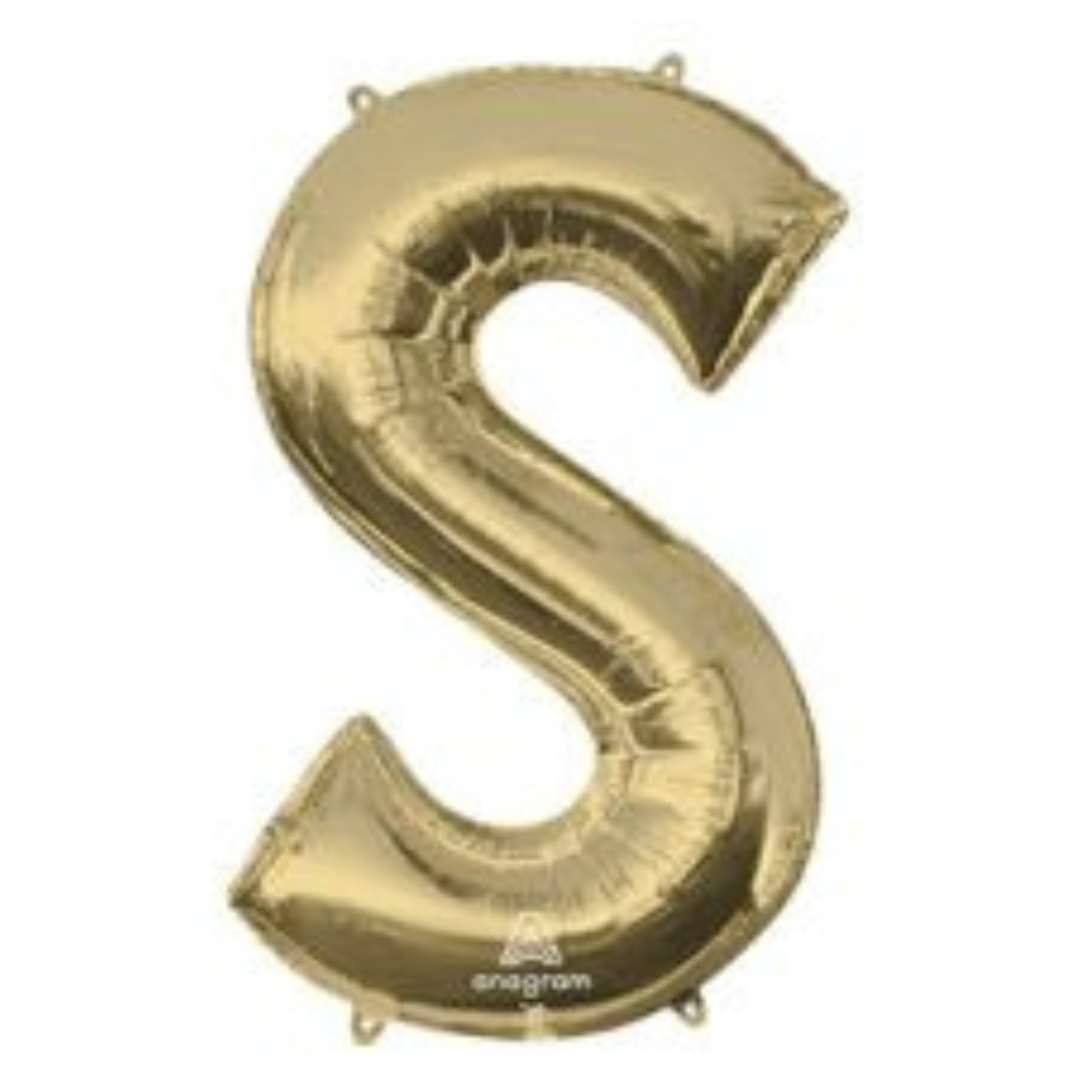 34" White Gold Letter Foil Balloons