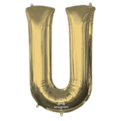 34" White Gold Letter Foil Balloons