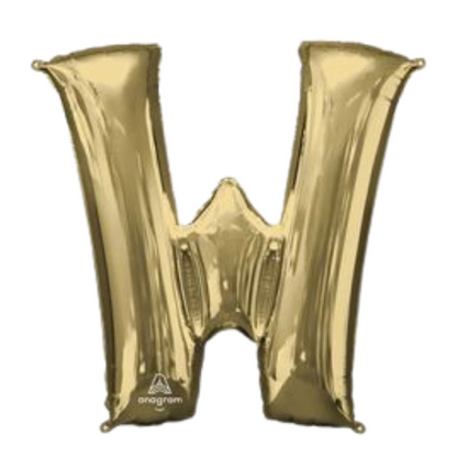 34" White Gold Letter Foil Balloons