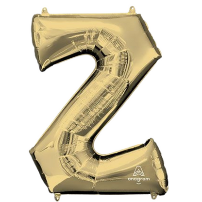 34" White Gold Letter Foil Balloons
