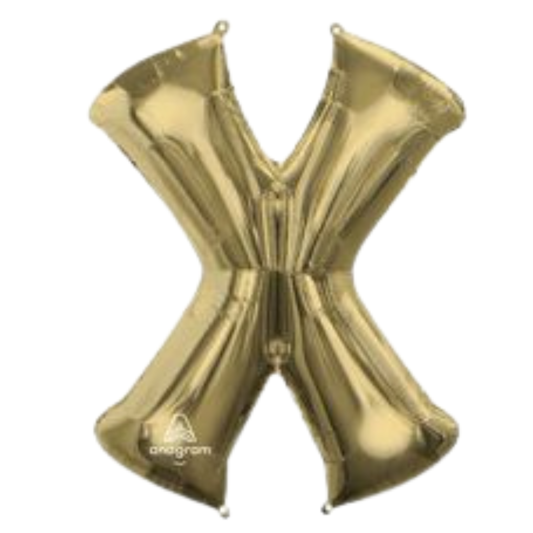 34" White Gold Letter Foil Balloons