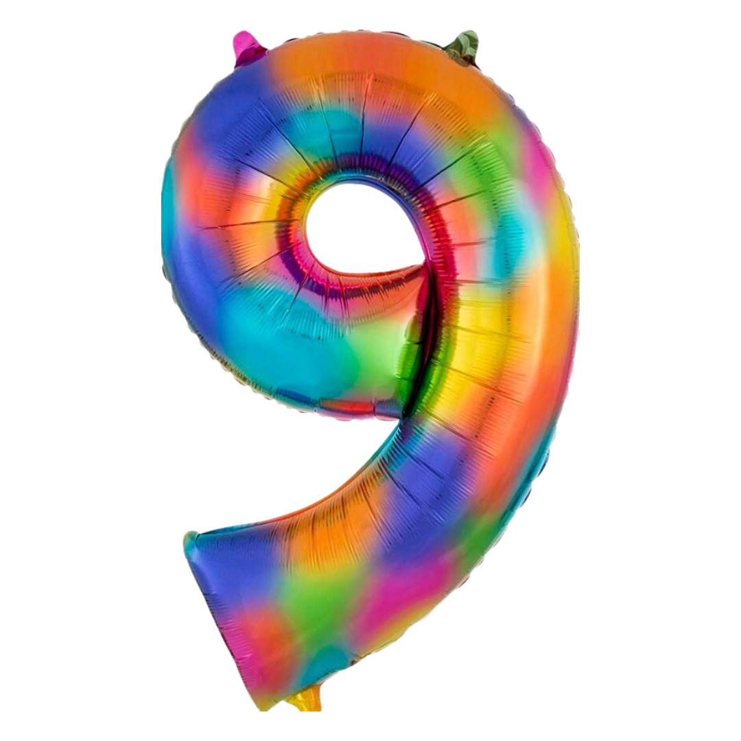 34" Rainbow Number Foil Balloons