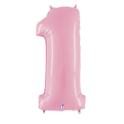 34" Pastel Pink Number Foil Balloons