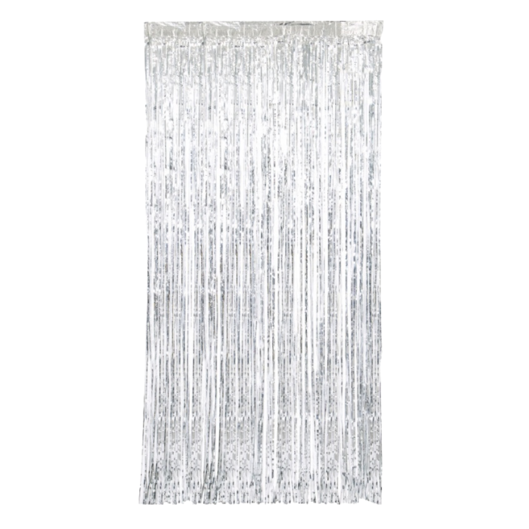 Silver Foil Fringe Door Curtain  3.25 ft x 6.5 ft