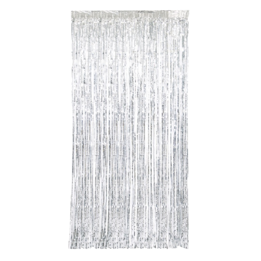 Silver Foil Fringe Door Curtain  3.25 ft x 6.5 ft