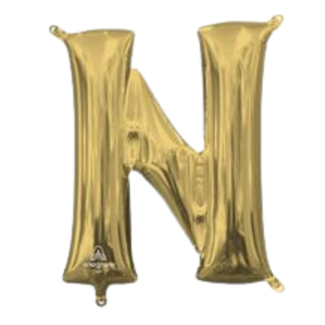 34" White Gold Letter Foil Balloons