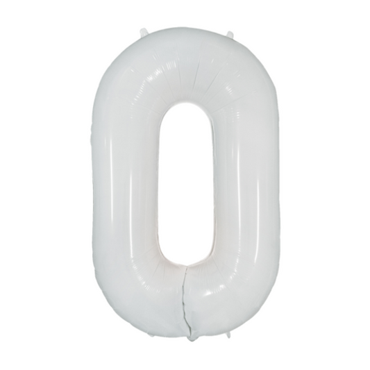 34" White Number Foil Balloons