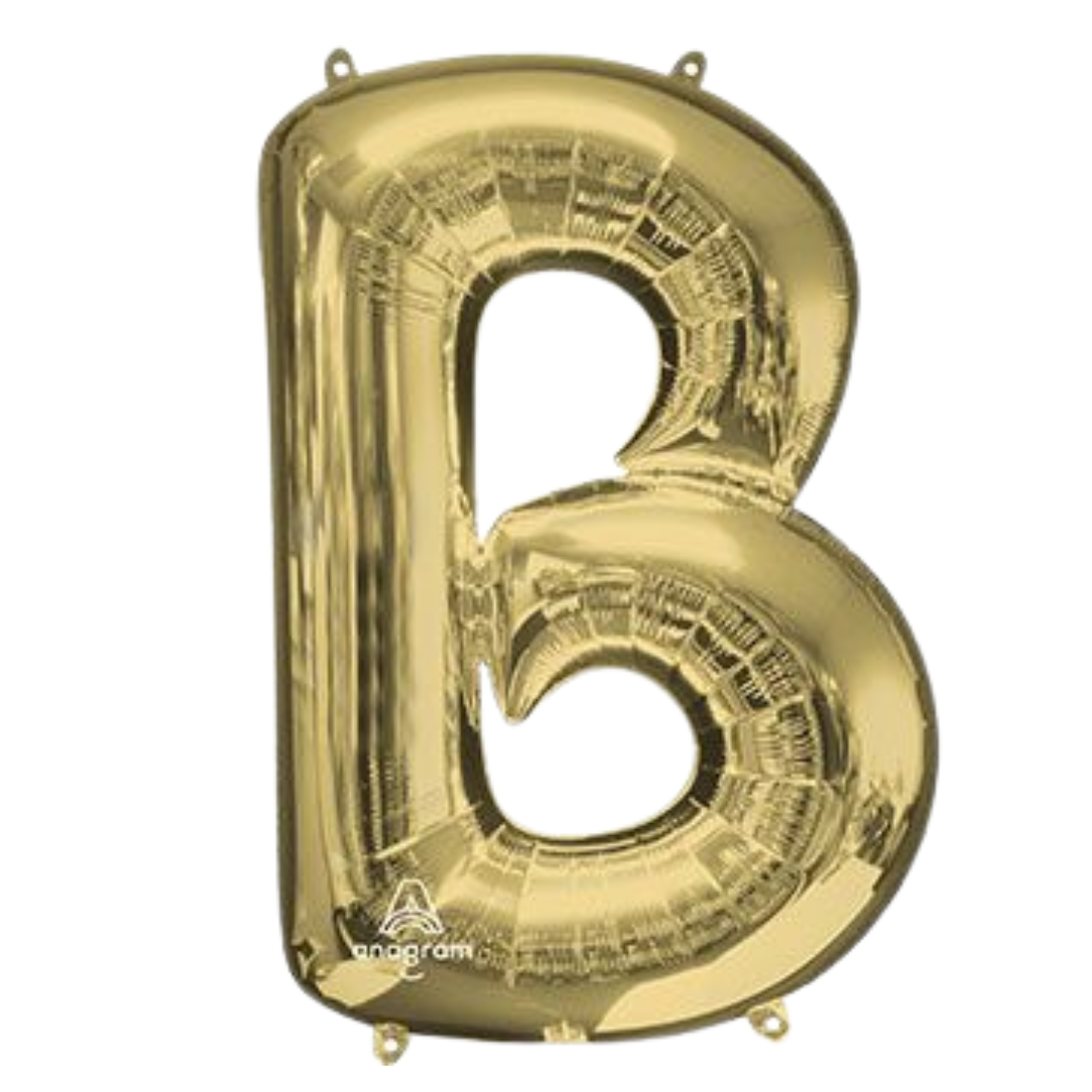 34" White Gold Letter Foil Balloons