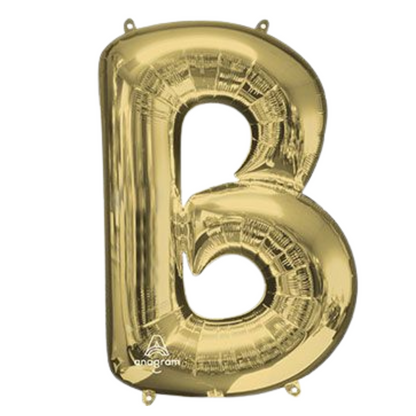 34" White Gold Letter Foil Balloons