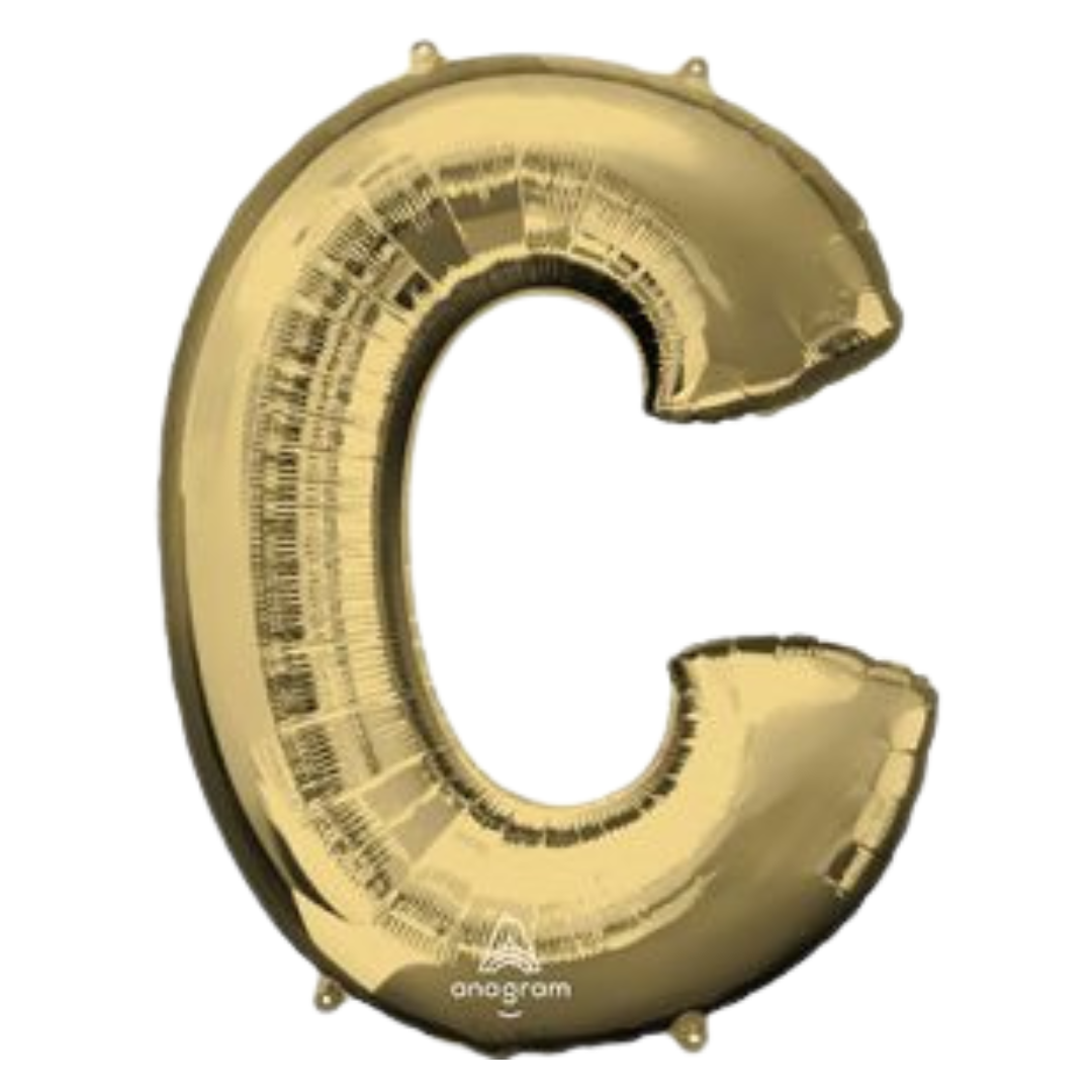 34" White Gold Letter Foil Balloons