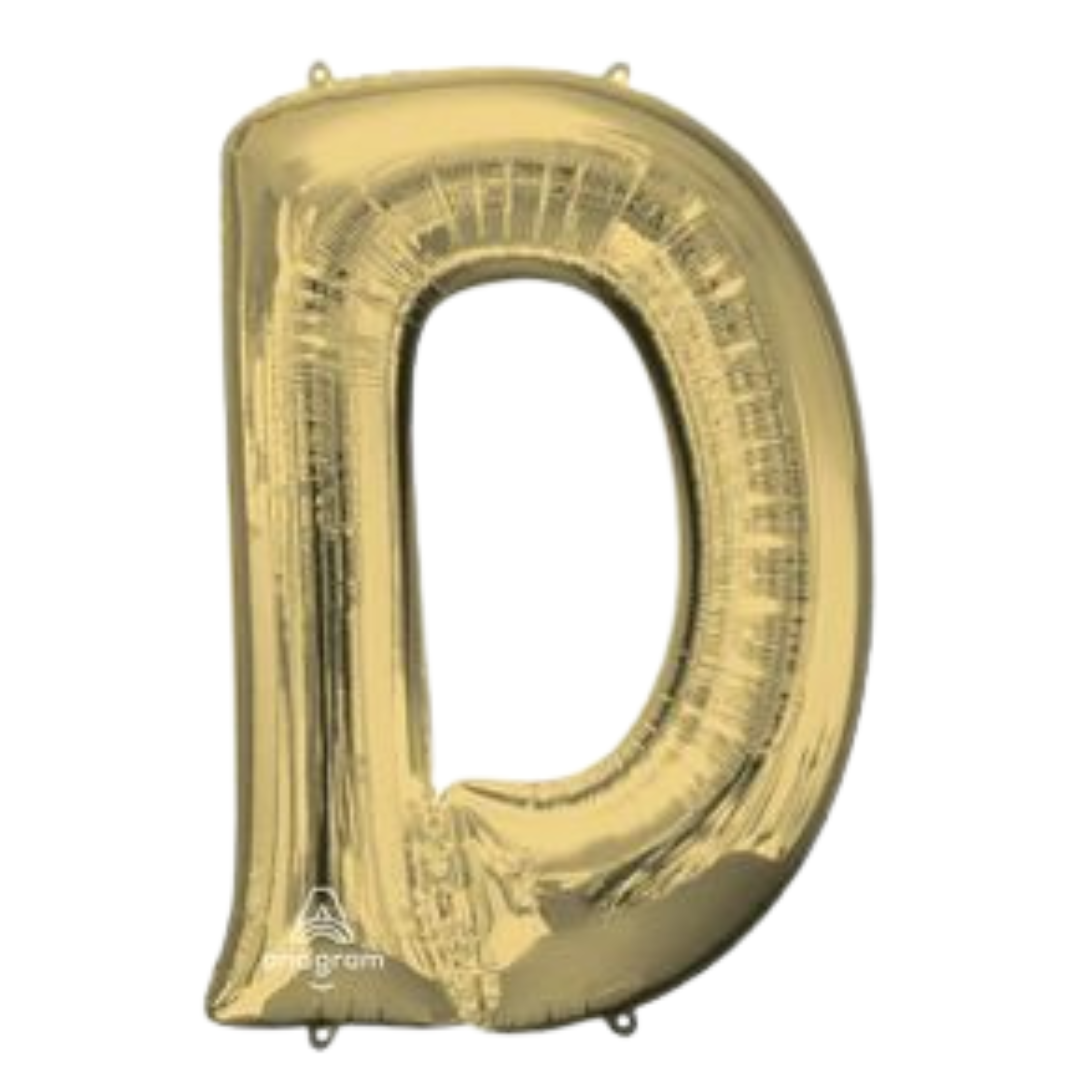 34" White Gold Letter Foil Balloons