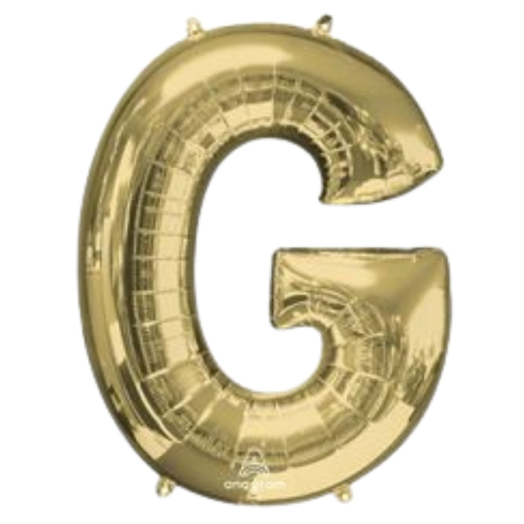 34" White Gold Letter Foil Balloons