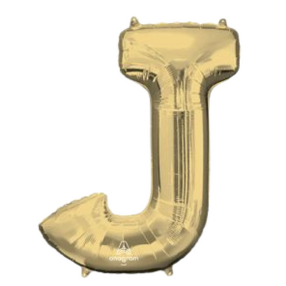 34" White Gold Letter Foil Balloons