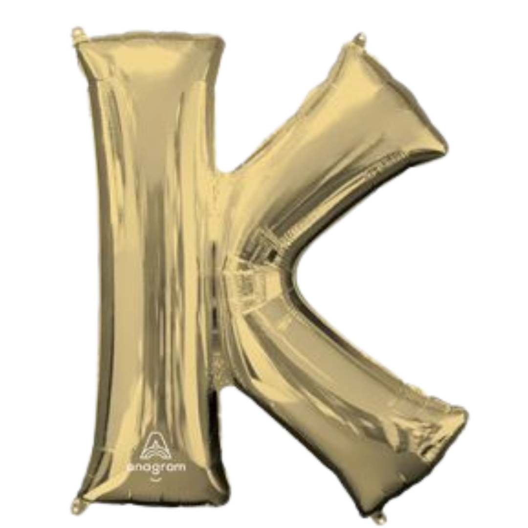 34" White Gold Letter Foil Balloons