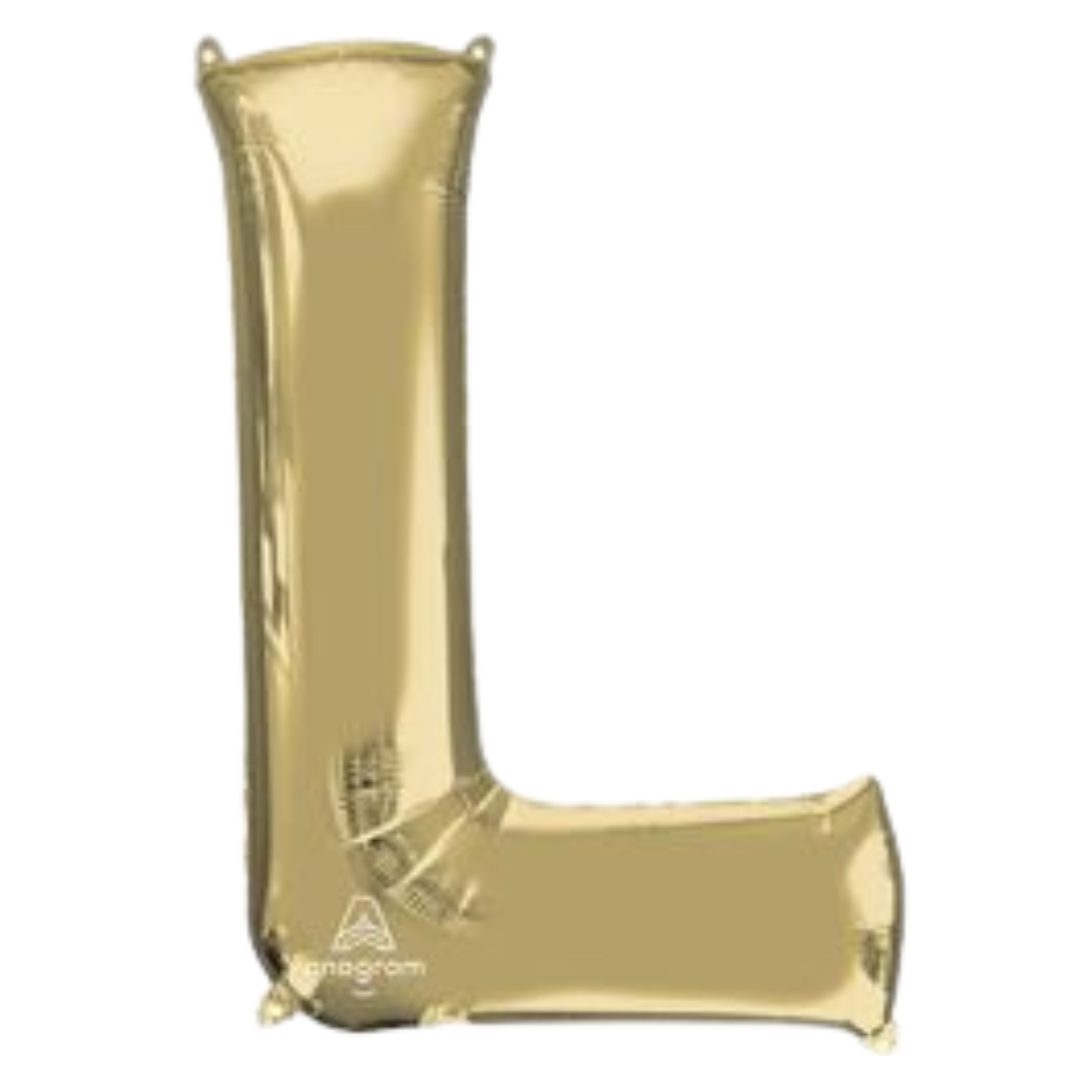 34" White Gold Letter Foil Balloons