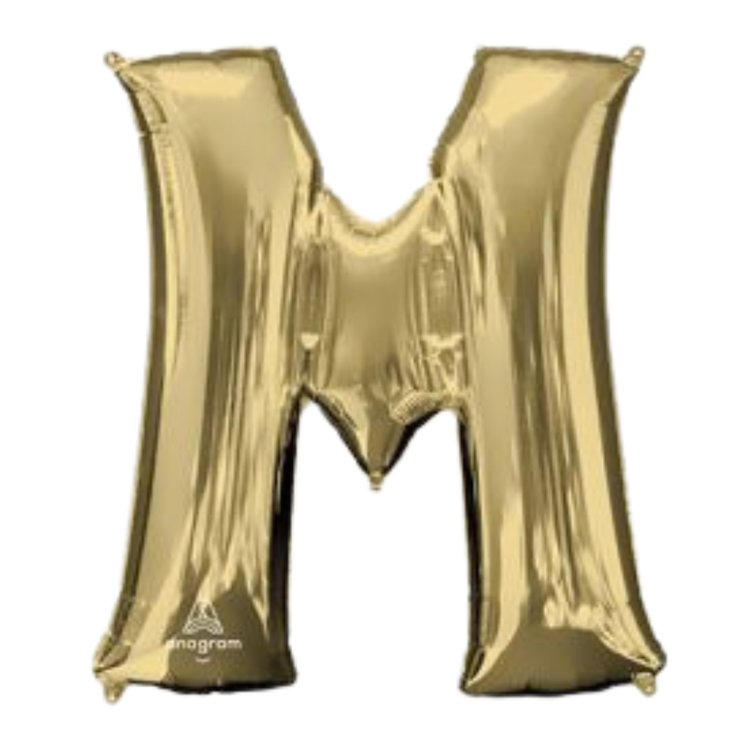 34" White Gold Letter Foil Balloons